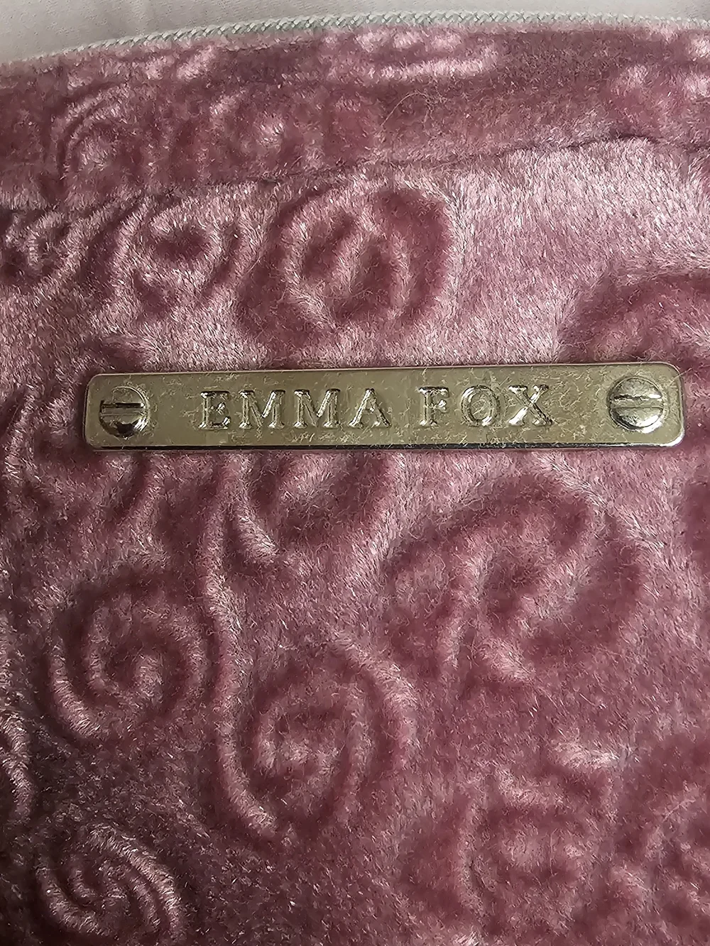 Emma Fox Embossed Rose Velvet Cosmetic Pouch in Pink